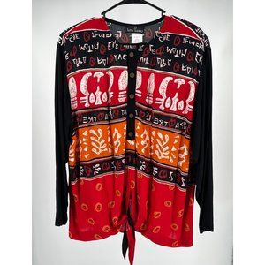 Vintage Carole Little  All Rayon Tunic Top Womens Sz 12 Wearable Art Boho Multic